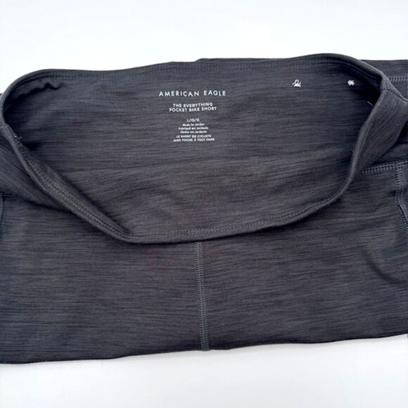 AE Womens Size L Gray Yoga Workout Shorts High Rise Wide Waistband Pockets READ - Picture 5 of 13